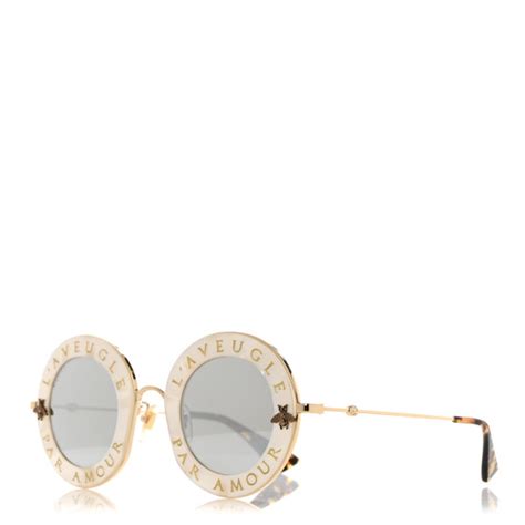 GUCCI Metal L'Aveugle Par Amour Round Frame Sunglasses